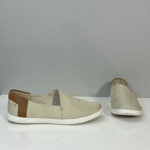 Chaco Ionia Canvas Leather Slip On Tan Loafer Size 8